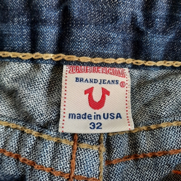 True Religion Joey Big T Twist Leg Flare Dark Wash Thick Stitch Flap Pockets 32 - Picture 14 of 14